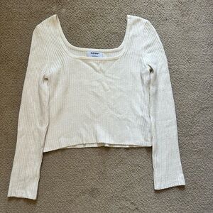 Old Navy Off-White Ribbed Knit Top
